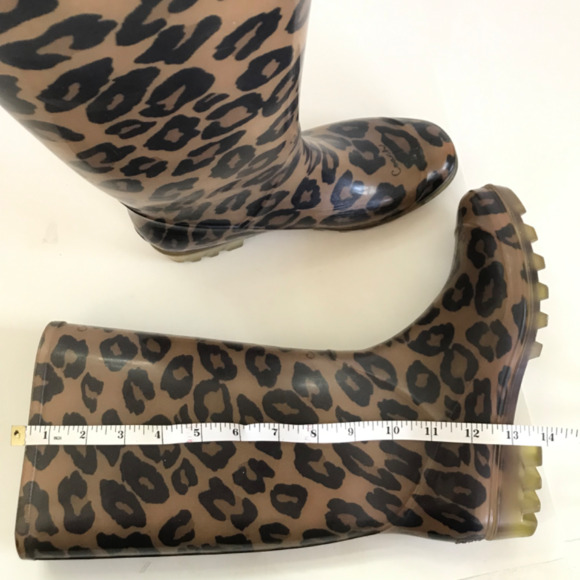 COACH Pixy Leopard Rubber Mid Calf Pull On Rain Boots Women’s Size 6 - Picture 13 of 16